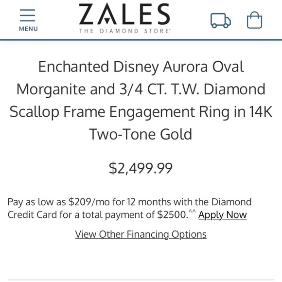 Enchanted Disney Fine Jewelry: Aurora Morganite Diamond Ring 14K 2-Tone Gold - Picture 4 of 4